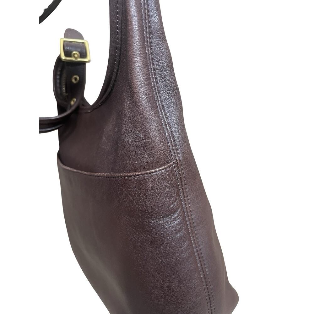 COACH VTG #9058 Legacy Leather Zip Top Hobo Shoulder Bag Dark Brown USA Brass - Picture 8 of 15